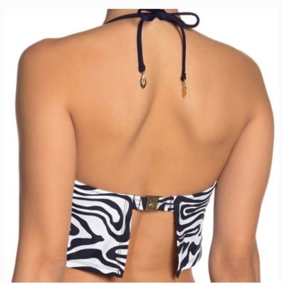 Trina Turk Hankerchief Bikini Halter Top Zebra Print with Bright Stripes Sz. 8 - Picture 3 of 8